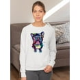 thumbnail image 2 of Pastell Cute And Colorful French Bulldog Sweatshirt Women -Weekday Best Designs, Female Large, 2 of 4
