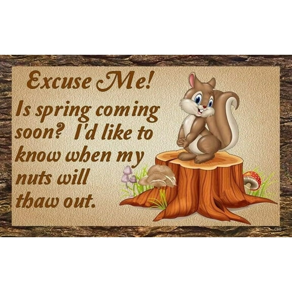 Squirrels Nuts Funny Metal Novelty Sign Metal Retro Wall Decor 5.5x8 Inch Metal Sign