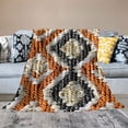 thumbnail image 2 of Nawypu  Acrylic Knitted Throw Blanket, Lightweight and Soft Cozy Decorative Woven Blanket with Tassels for Travel, Couch, Bed, Sofa, Orange and White Wave, 2 of 6