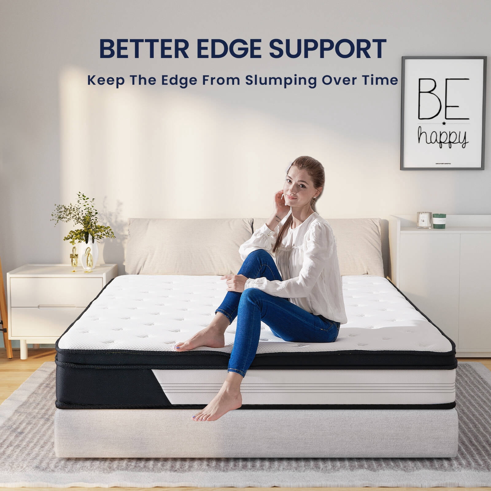 Full Mattress, 10 Inch Hybrid Mattress in a Box, Memory Foam Pocket Springs Mattress with Motion Isolation and Pressure Relieving, Edge Support, CertiPUR-US