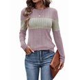 thumbnail image 2 of Women'S Sweaters Trendy Color Block Tops Long Sleeve Shirts Fall Outfits Early Fall Fashion Winter Clothing Pink M, 2 of 8