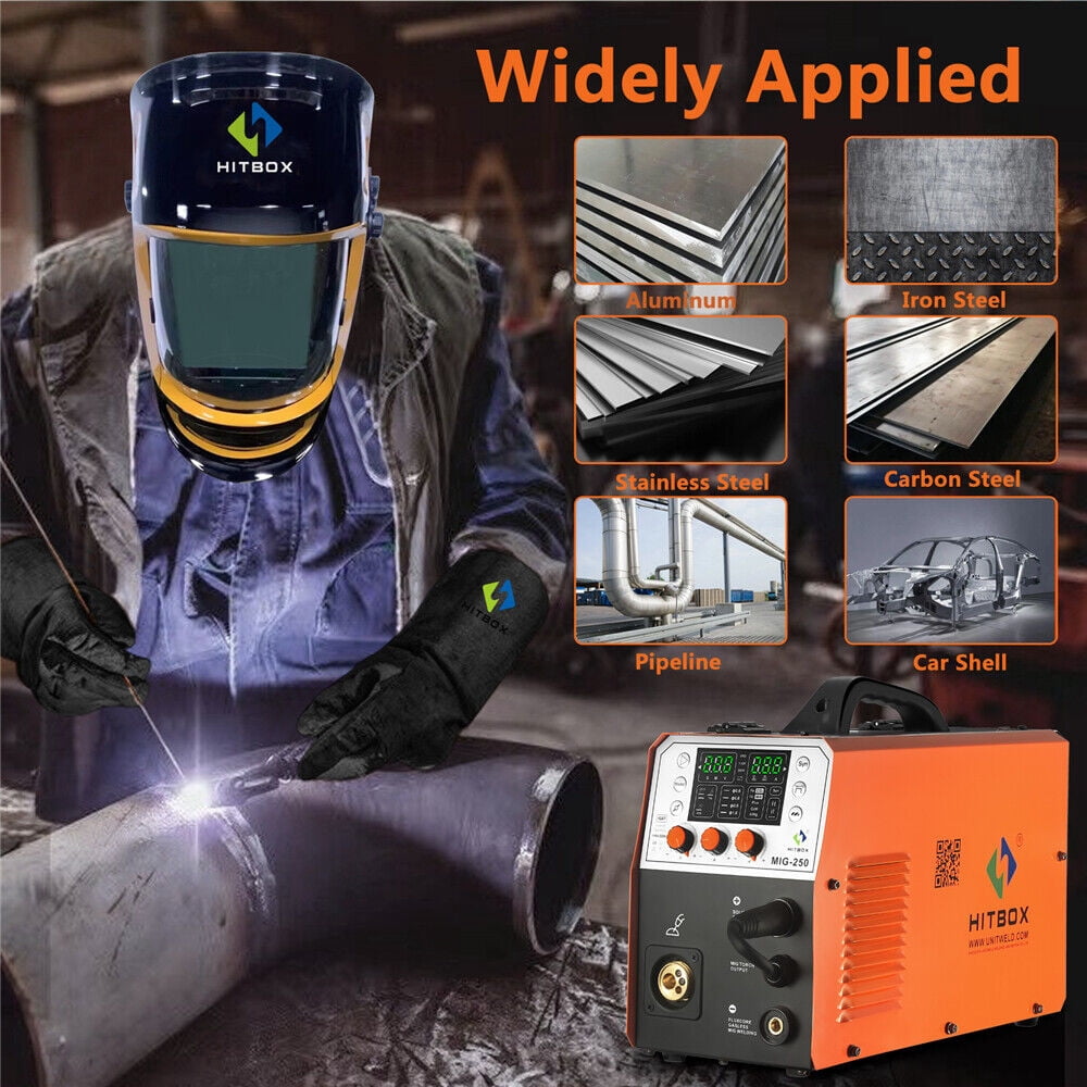 HITBOX 4-in-1 Aluminum MIG and Stick Welder, 250A 110V/220V Portable MAG/Lift TIG Welding Machine