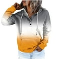 thumbnail image 4 of Busydd Womens Hoodie Fashion Gradient Hoodies Casual Long Sleeve Fleece Sweatshirt Loose Comfort Button Drawstring Pullover Tops with Pocket, 4 of 5
