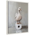 thumbnail image 4 of Kate and Laurel Goose Standing on a Toilet Paper Roll Bathroom Art Framed Canvas Wall Art by The Creative Bunch Studio 18 x 24 Sylvie Beaded White, Whimsical, Animals, Humor, Bathroom Art for Wall, 4 of 8