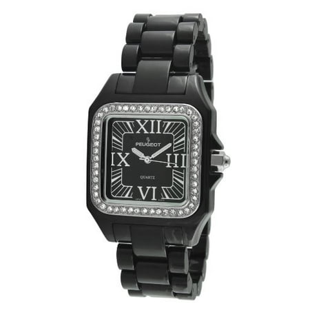 Peugeot Women's 7062BK Swarovski Crystal Bezel Black Acrylic Watch