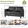 thumbnail image 3 of LAZZO 57" Mid Century Loveseat Sofa, Deep Seat Modern Couch for Bedroom, Living Room, Dorm & Office, Black, 3 of 9