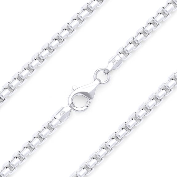 Round Box Chain, 2.2mm Round Box Chain, Sterling Silver Chain, .925 Sterling Silver, Mens or Womens Chain, Unisex, Made in Italy