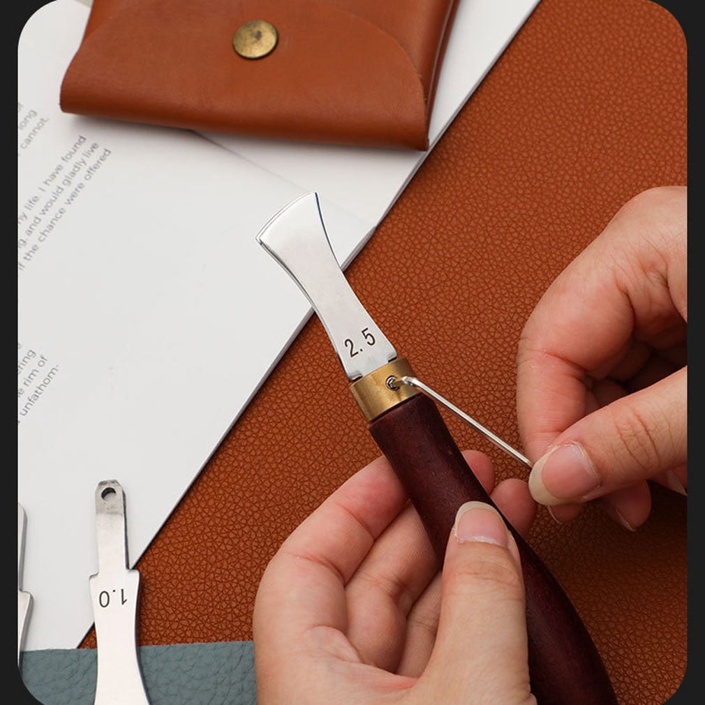 DIY Leather Tools Set - Shallow Groove Press, Wire Breaker, Scriber & Edge Holder (1.0/1.5/2.0/2.5 mm) for Leather Crafting