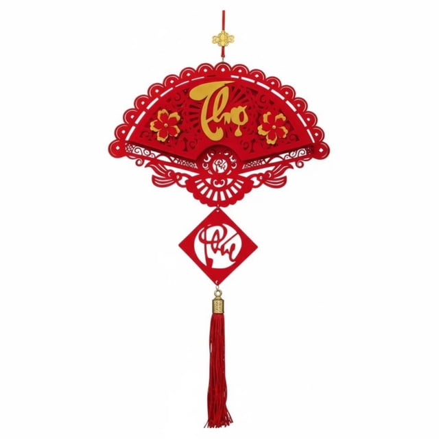 Abbraccia Año Nuevo celestial 2026, decoración de tela en forma de abanico, texto vietnamita, tela de ambiente festivo