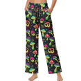 thumbnail image 3 of Psesaysky Women's Wide Leg Pants with Pockets High Waist Adjustable Knot Loose Casual Trousers Business Travel Casual Pants (Neon Skull Mushroom Print), Size M, 3 of 7