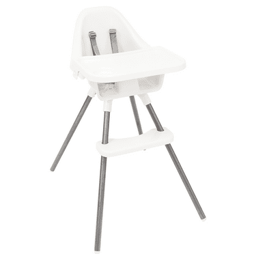 Regalo Baby Basics High Chair, Removable Oversized Tray with Cup Holder,  5-Point Harness, White, Plastic Chair, Steel Legs, Ages 6-36 Months