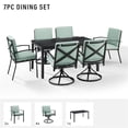 thumbnail image 3 of Crosley Furniture Kaplan 7 Piece Metal Outdoor Dining Set in Mist Green, 3 of 20