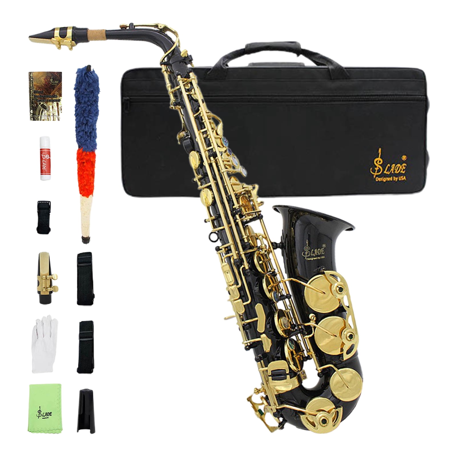 Golden Alto Saxophone | Good Sound Quality Brass Engraved Alto Sax | Wind & Woodwinds Saxophones with Adjustable Strap and Case