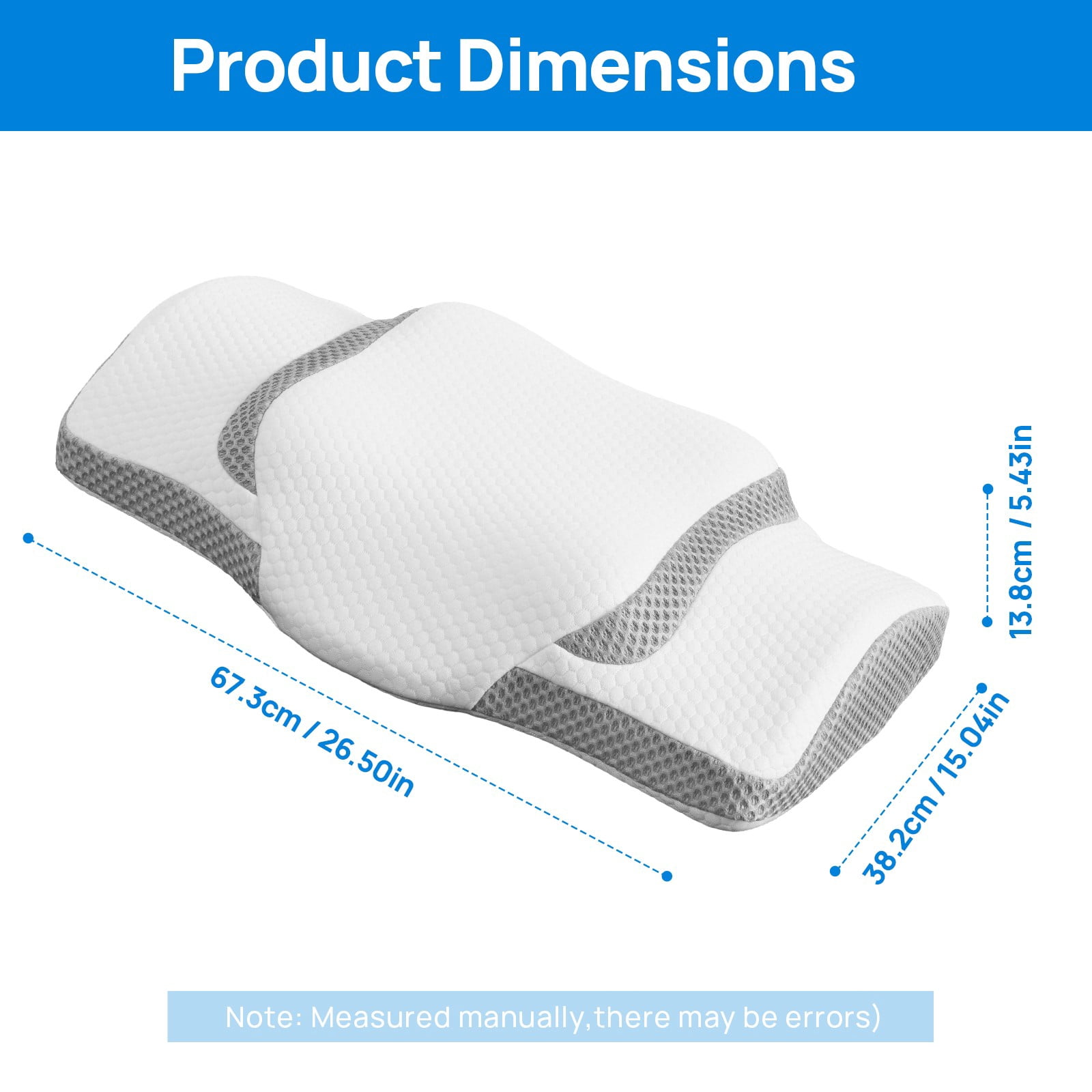 TOPCOMFY Memory Foam Cervical Pillow, Cooling Fabric, Butterfly Shaped Design for Neck Support, for Side, Back, and Stomach Sleepers