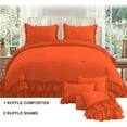 thumbnail image 2 of 1 Piece Luxury 5 Inch Two Layer Ruffle Comforter 550 GSM All Season (Full/Queen Size) Premium Super Soft - 800 TC, 100% Egyptian Cotton- Solid Orange Colour, 2 of 7