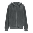 thumbnail image 6 of ITSAME Womens Plus Size Fleece Hooded Jacket Zip Up Textured Fall Winter Casual Coat with Pockets Dark Gray Size 4XL, 6 of 7
