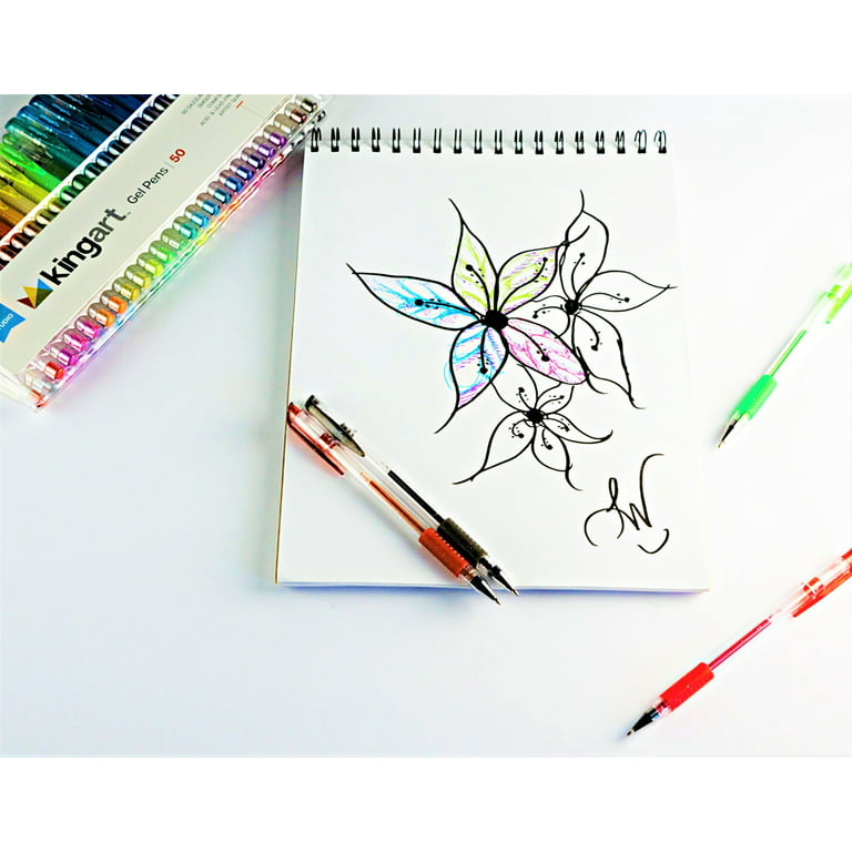 KINGART Soft Grip Glitter Gel Pens Set of 50 Colors