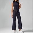 thumbnail image 2 of AOMPMSDX Women's Summer 2 Piece Outfits Neck Tank Top Cropped Wide Leg Pants Sets 2024 Fashion Tracksuit Blue S, 2 of 6