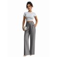 thumbnail image 5 of Women Wide Leg Pants High Waisted Business Casual Work Trousers Dressy Pants with Pockets Light Gray XL, 5 of 10