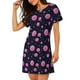 thumbnail image 2 of Fotbe Pink Planets And Stars Bata de Dormir para Mujer con Estampado, Camisón de Algodón de Manga Corta, Ropa de Dormir Casual, 2 of 6