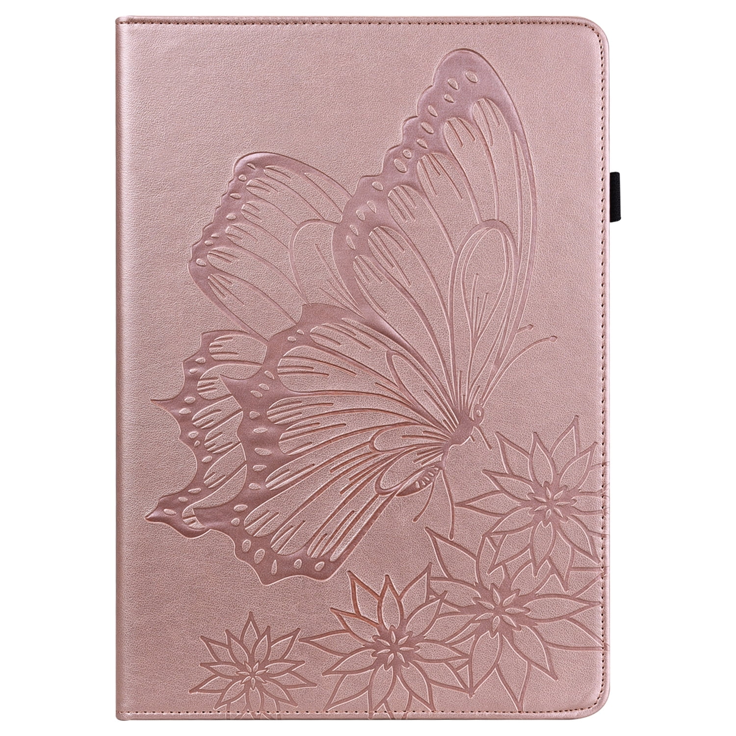 Allytechgroup iPad Pro 11 Case Cover, Stylish Big Butterfly Design PU Leather Smart Cover Auto Sleep Wake Pencil Holder Flip Stand Shockproof Bumper Case for Apple iPad Pro 11" 2024 M4, Rosegold