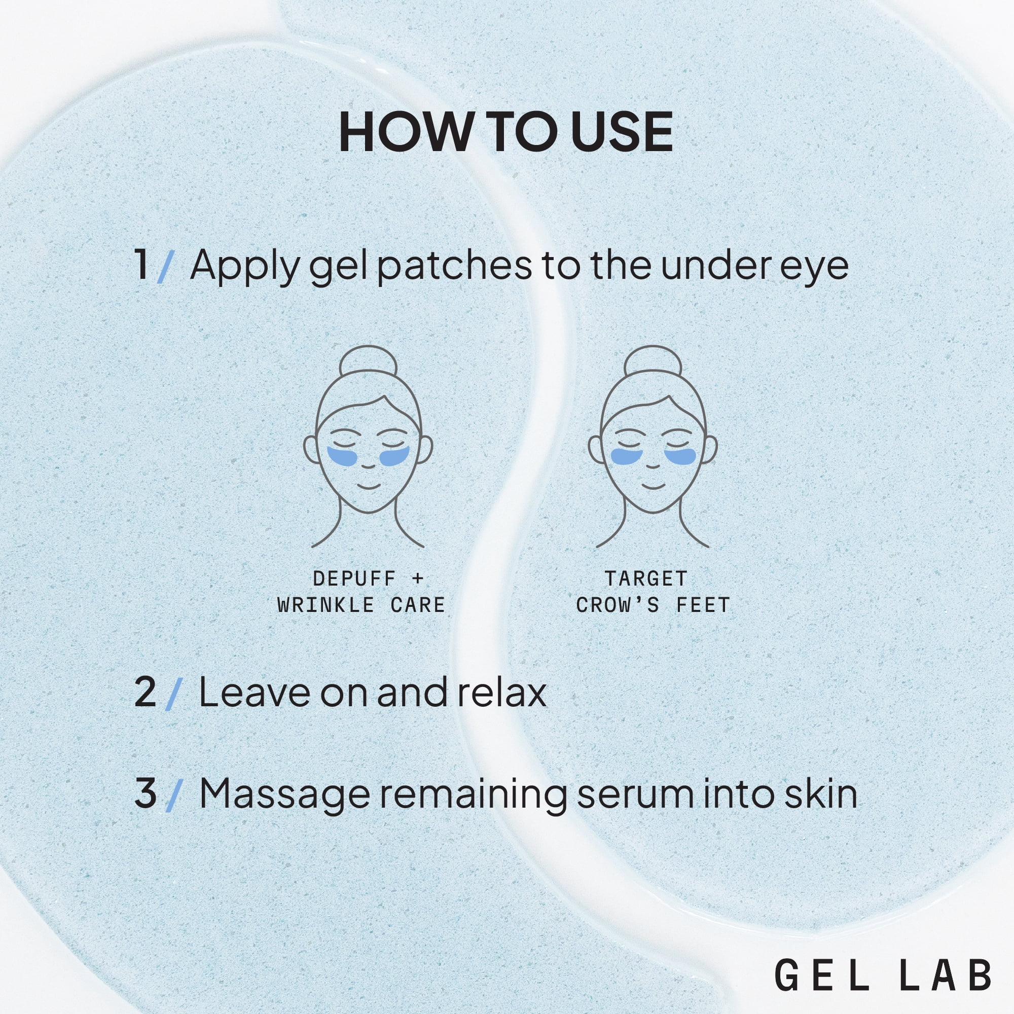 GEL LAB REGLOW Hyaluronic Acid & Caffeine Under Eye Gel Patches – Korean Hydrating Eye Mask for Wrinkles, Dark Circles, and Puffiness – 60 Gel Eye Patches