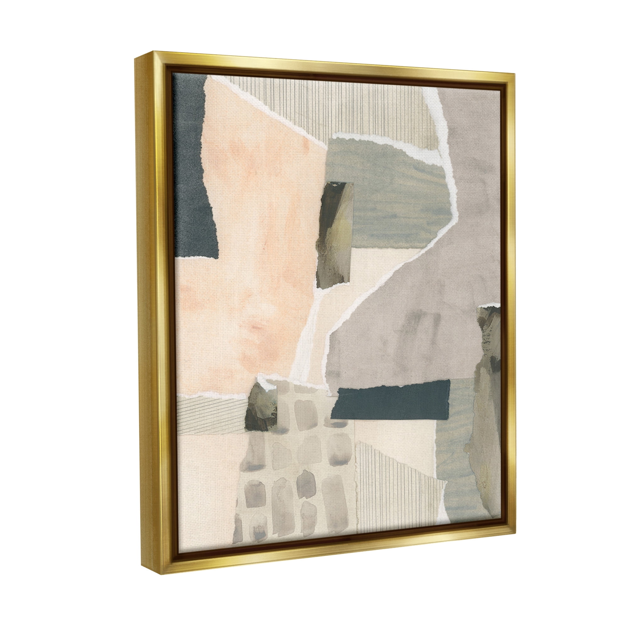Stupell Industries Neutral Patterns Abstract Abstract Painting Gold Floater Framed Canvas Art Print Wall Art, 25 x 31