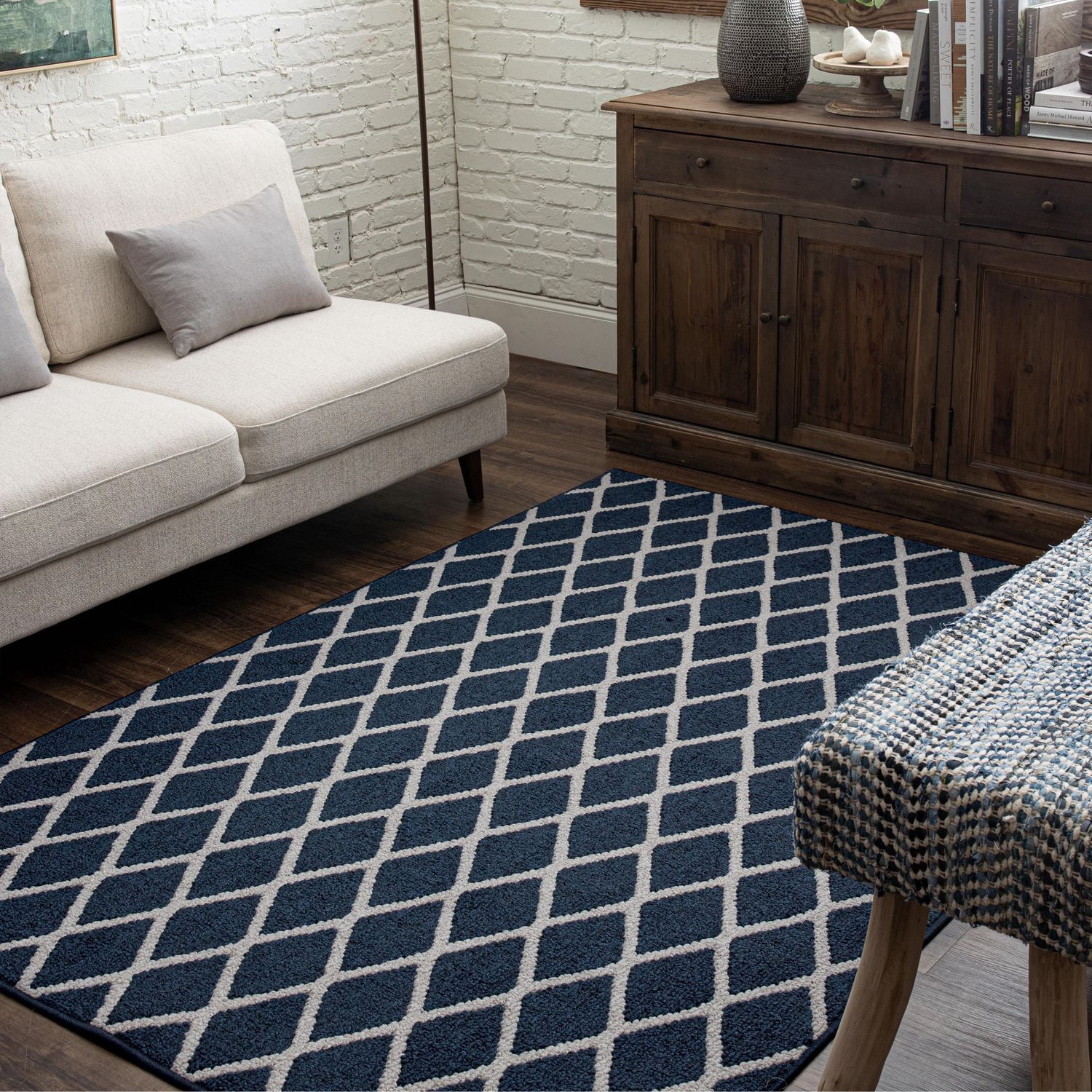 Hometrends Brussels Blue Polyester Area Rug