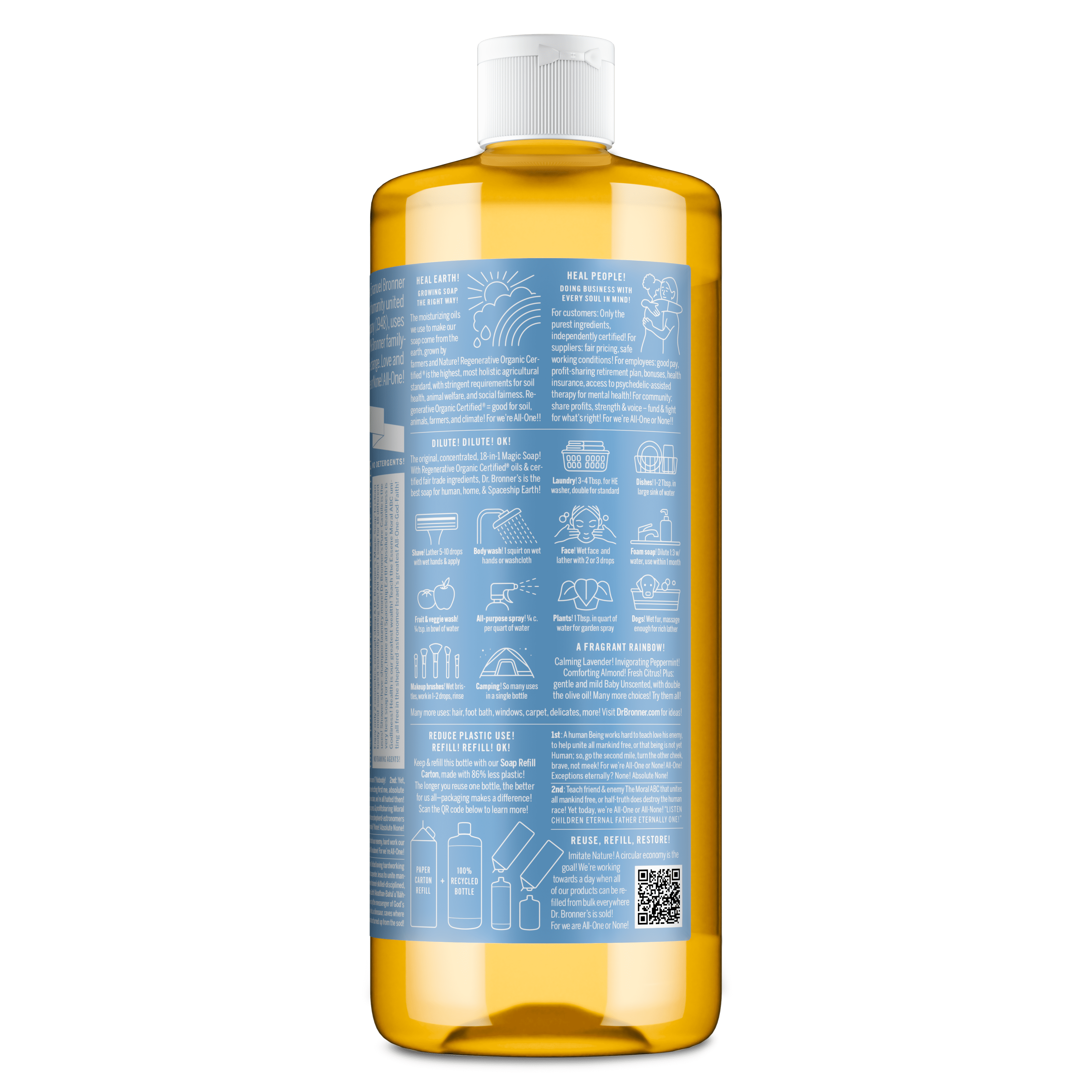 (2 pack) Dr.Bronner's Magic Soap, Baby Unscented, Pure-Castile Body Wash Liquid Soap, 32 fl oz
