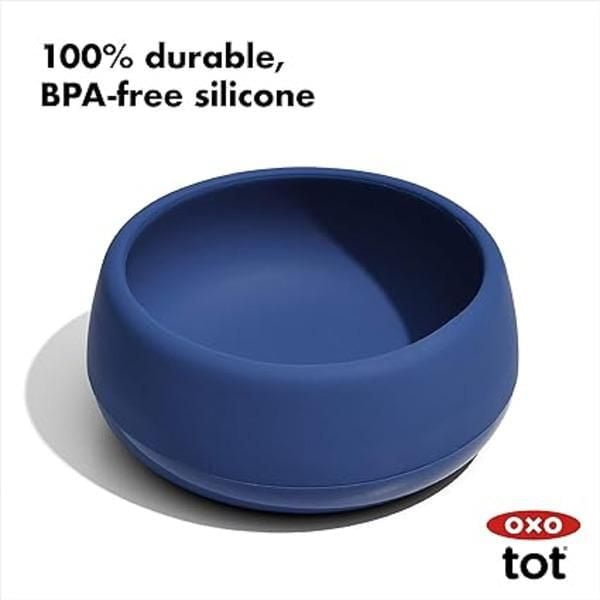 OXO Tot - Bol en Silicone - Silicone Alimentaire - Flexible - Parfait pour les Tout-Petits Apprenant à Se Nourrir - Sans BPA - Bleu Marine