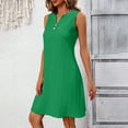 thumbnail image 6 of Ashirexll Summer Dresses for Women Midi Dresses Women Spring and Summer Temperament Elegant V-Neck Sleeveless Dress Pleated Dress, 6 of 7