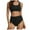 Black, variant on Buigttklop Women Two Piece Swimsuit High Waisted Bikini Set Sporty Racerback High Neck Bathing Suits with Bottom