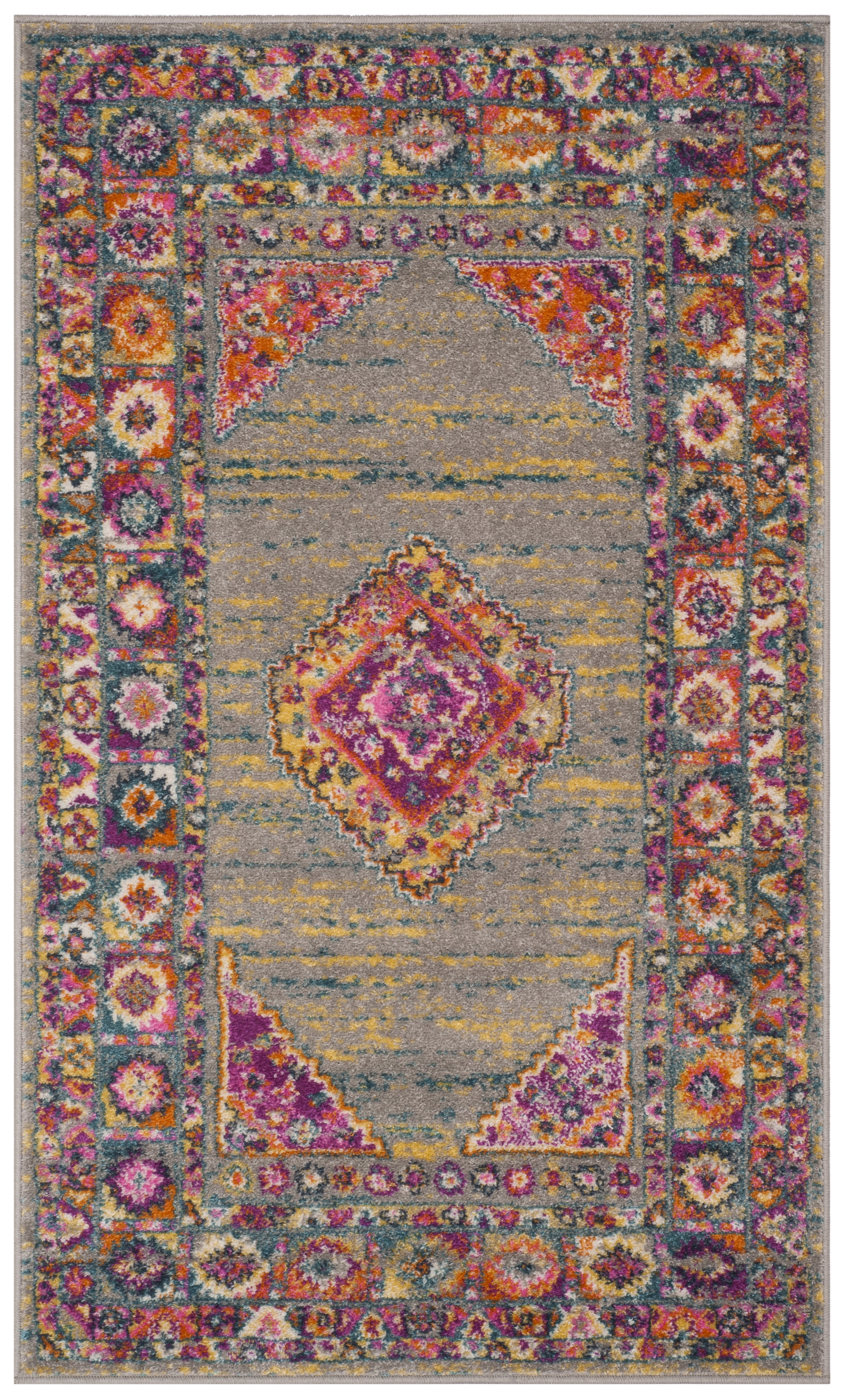 Safavieh Madison Emmet Traditional Oriental Area Rug, Light Gray/Fuchsia, 4' x 6'