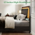 thumbnail image 5 of Merluxy Wood King Bed Frame with 47" Headboard, Rustic Platform Bed with LED Lights, Black, 5 of 9