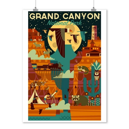 Grand Canyon National Park, Arizona - Geometric - Lantern Press Artwork (9x12 Art Print, Wall Decor Travel