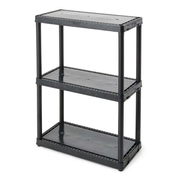 Open Box Gracious Living 3 Shelf Height Solid Light Duty Storage Unit, Black