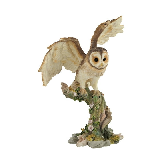 Owl Spreading Wings on Perch Statue