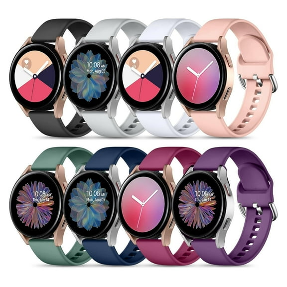 LeeCHee 8 Pack Band Compatible with Samsung Watch 7 6 5 4 40mm 44mm Bands, Galaxy Watch 5 Pro 45mm/Galaxy Watch 4 6 Classic 42mm 46mm 43mm 47mm/Watch 3, 20mm Soft Silicone Accessories Women Men