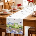 thumbnail image 5 of Blue Purple Floral Table Runner - 60 Inch Long Spring Country Hydrangea Flower Truck Cotton and Linen Blended Dress Scarves Farmhouse Table Runner for Kitchen Dining, Coffee Table, 13" x 60", 5 of 8