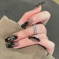 thumbnail image 2 of Deluxe 3D Press-On Nails Artistic Shiny Fake Nails UV Gel Press-On, Easy to Wear For Women's Decoration (French Dark), 2 of 8