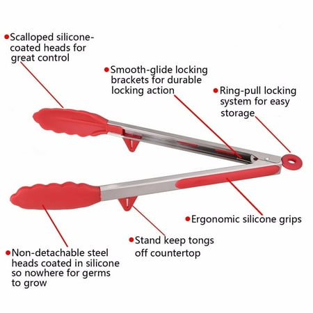 

9 Inch Extra Long Tong Kitchen Tongs Heat Resistant Cooking Tongs