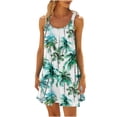 thumbnail image 3 of VBTAPA Sundresses for Women Tropical Print Sleeveless Pleated Mini Dress Hawaiian Beach Vacation Dresses Sales of Today Multicolor L, 3 of 7