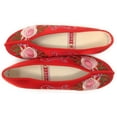 thumbnail image 3 of TJ Global Women's Traditional Chinese Flower Embroidery Flats - Totem Style Loafers Comfortable Round Toe Ballet, Cheongsam (Red, Size 6), 3 of 4
