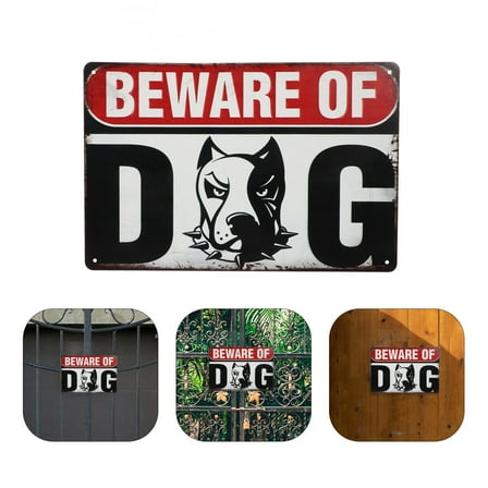 FRCOLOR  Dog Metal Sign Funny Signs Name Reminder Beware of with Stake Miss