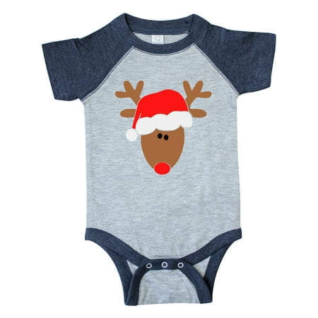 

Inktastic Christmas Cute Reindeer in Santa Hat Gift Baby Boy or Baby Girl Bodysuit