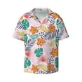 thumbnail image 2 of Lsque Tropical Plants print Men's Cuban Collar Short Sleeve Shirt Summer Beachwear Casual Button Down Fashionable Vacation Leisure Shirt-Small, 2 of 7