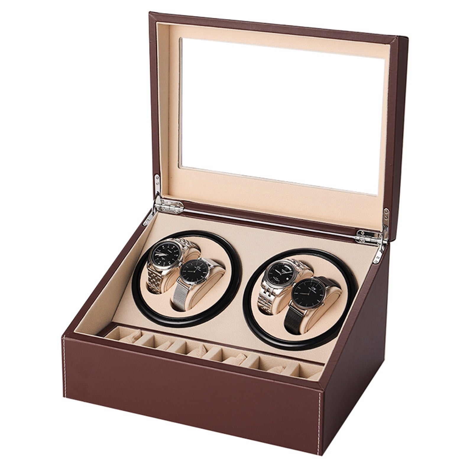 4+6 Automatic Watch Winder Box Wooden Watches Winding Storage Box Collection Holder Display Double Head Motor Shake Storage Case