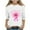 White, variant on Feancey Girls 3/4 Sleeve Breast Cancer Tops Pink Floral Printed Crewneck Tees Kids Casual Loose Breast Cancer Awareness Shirt White 9-10 Years