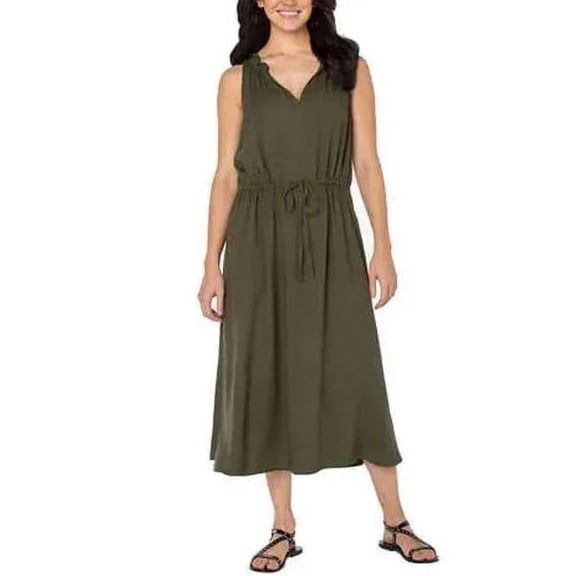 Well Worn Ladies  Long Linen Blend Dress 1606980 (Green XL)