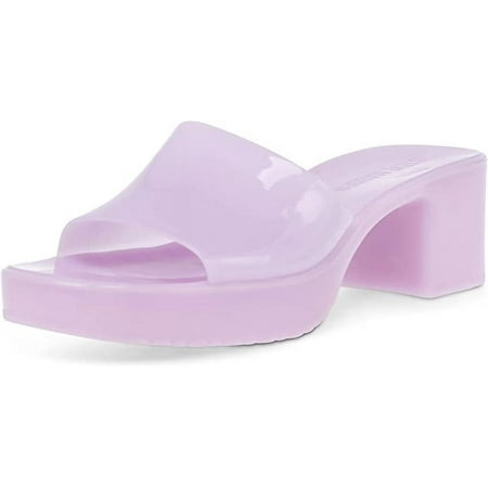 Steve Madden Harlin Lilac Open Rounded Toe Slide-On Single Strap Heeled Sandal (8.5, Lilac)